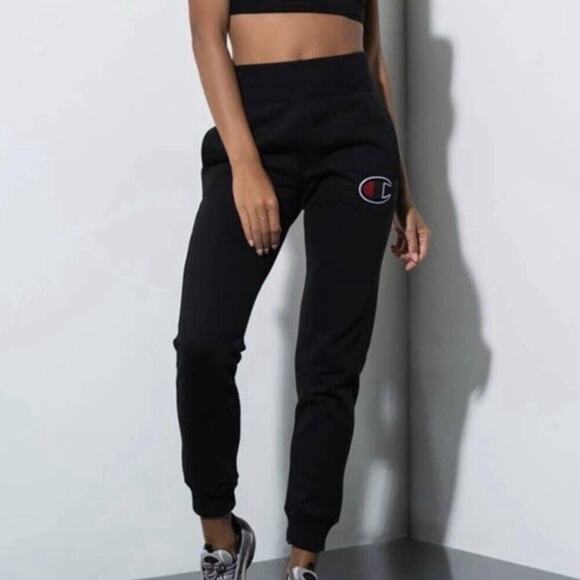 Champion Reverse Weave Black Big C Logo Joggers Large - Picture 2 of 11